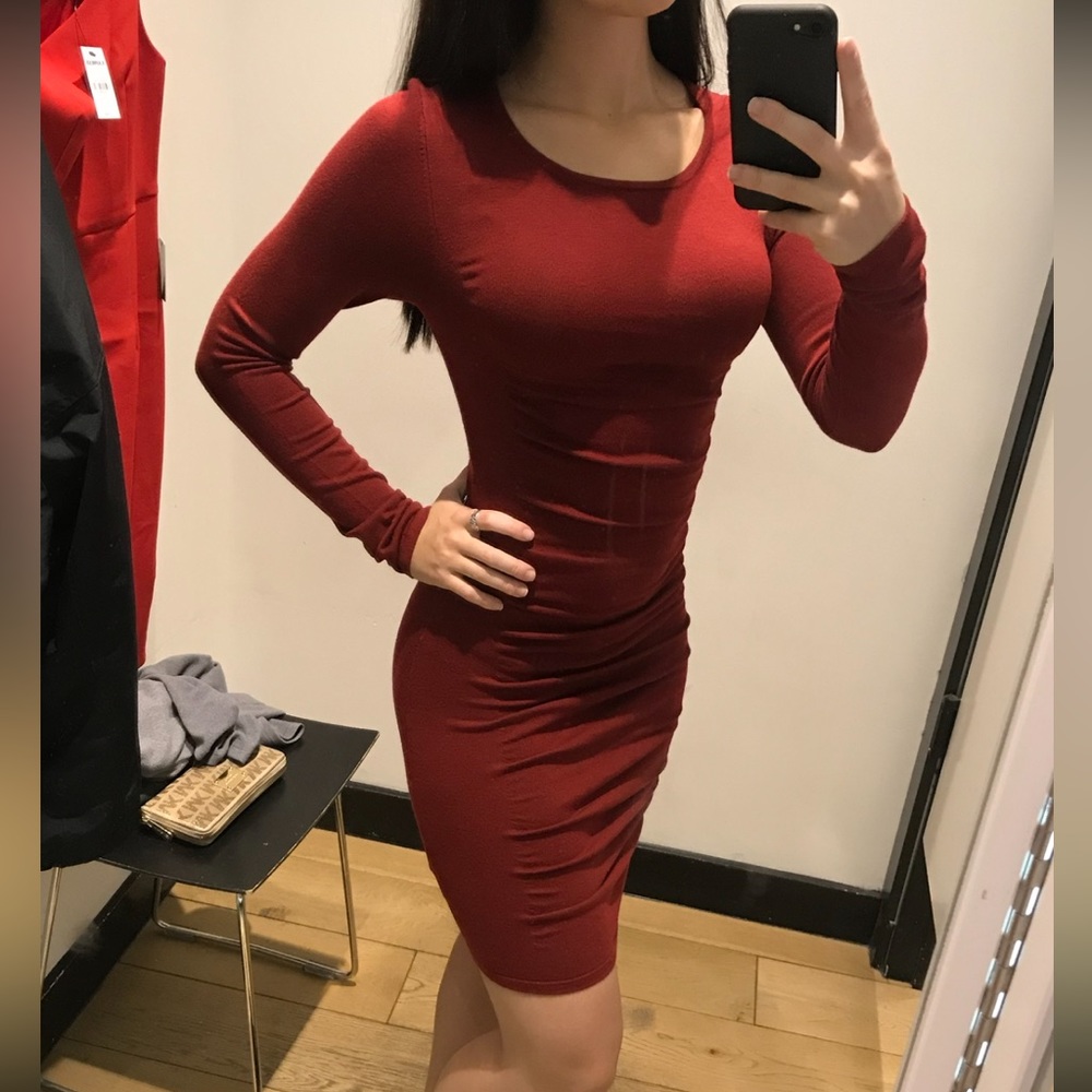 Express Red Bodycon Sweater Dress
